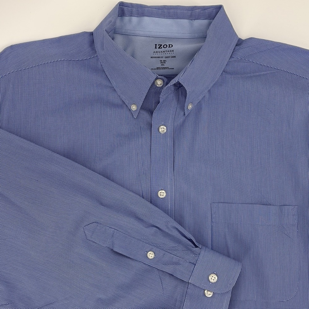 IZOD Advantage Performance Shirt Mens Size 2XL Stretch Easy‎ Care Regular Fit